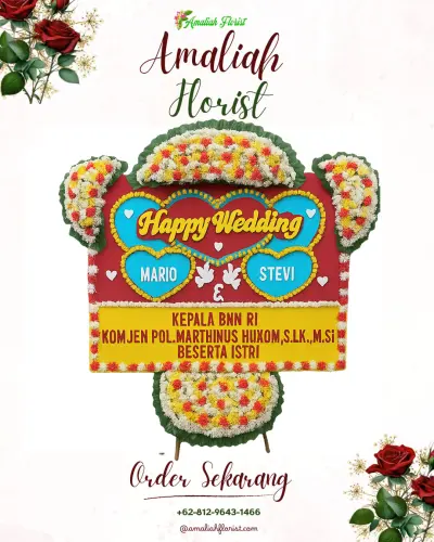 Karangan Papan Bunga Pernikahan di Sebudi